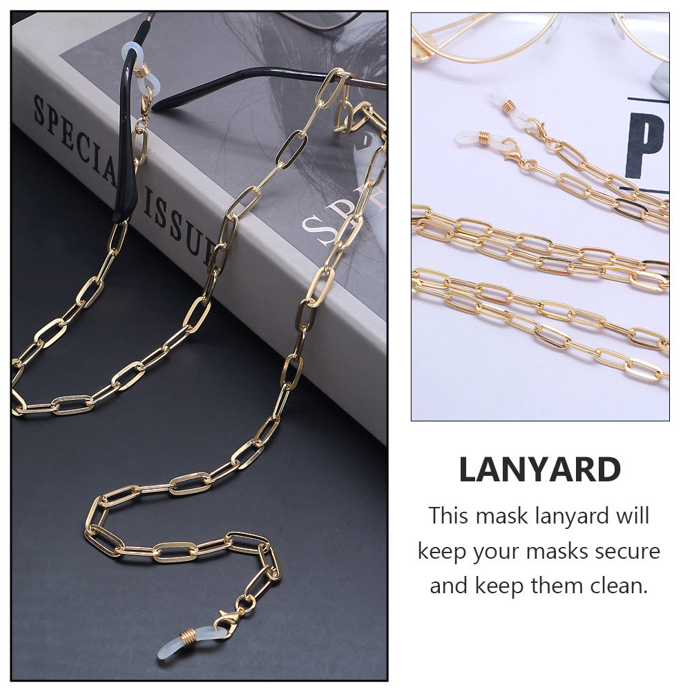 Gold Paperclip Link Mask Lanya - Mask Chain Holder recension och pris